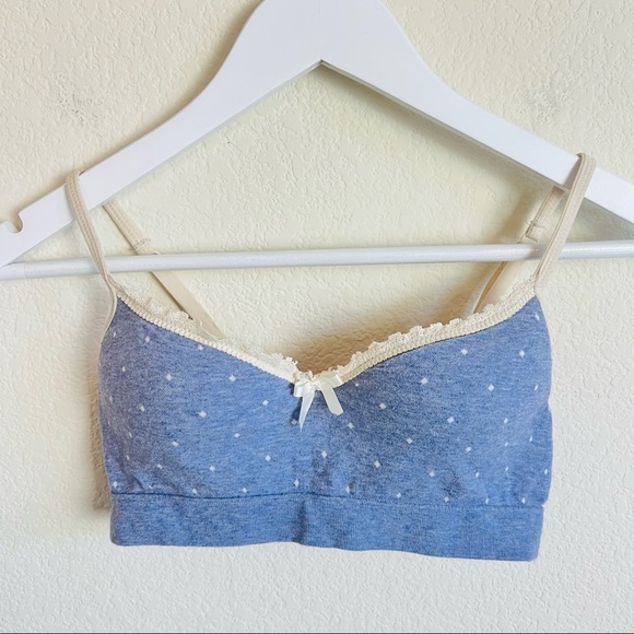 Forever 21 Heathered Blue & Cream Lace Polka Dot Wireless Bra - Picture 2 of 9